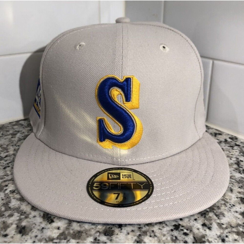 New Era Seattle Mariners 59FIFTY Cream 40th Anniversary Fitted Hat Size 7 1/8